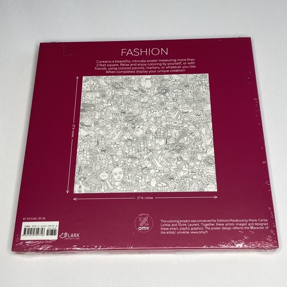 Fashion: Giant Coloring Poster by Lark Crafts 27.5 in.x 27.5 in. New Sealed - Picture 2 of 6